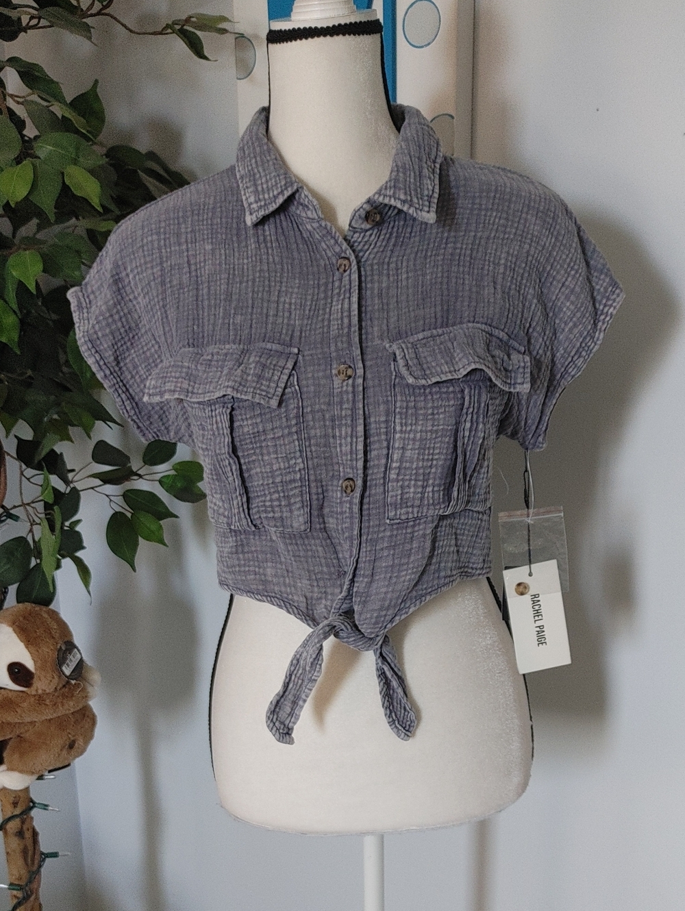 Rachel Paige Cotton Gauze Tie Up Crop XL